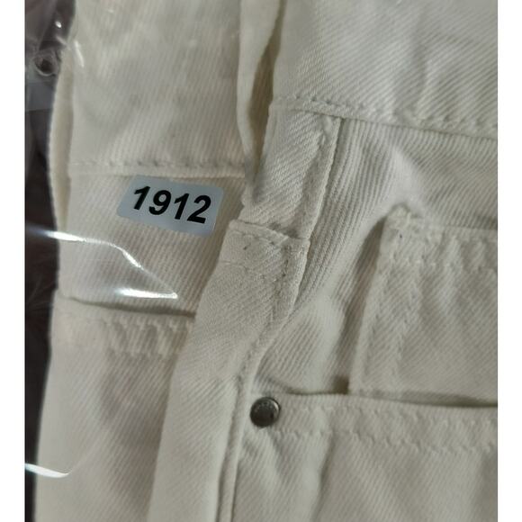 PacSun Embroidered Mini Skirt Women's Size 26 White Denim Fringe Hem Zip Front - Picture 15 of 16